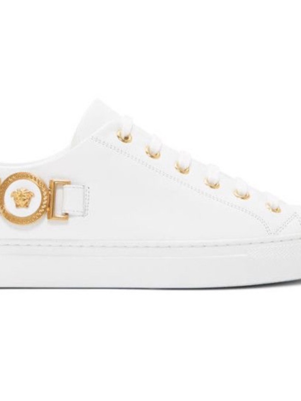 Versace White Tribute Leather Low-Top Sneakers with Gold Medusa